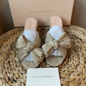 Loeffler Randall Platinum Emilia knot bow sandals - Size 9.